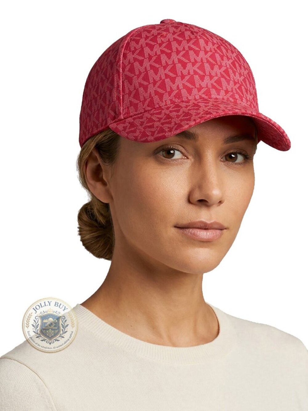 Michael Kors Women’s Cap Stretch Cotton Baseball Hat Logo Print Crimson One Size